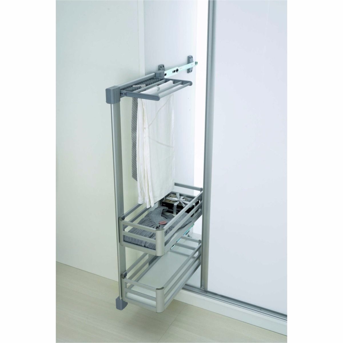 Aluminium Trouser Rack 2 Shelf With Rail Right (Soft Closing) BFixed, LLC, is a limited