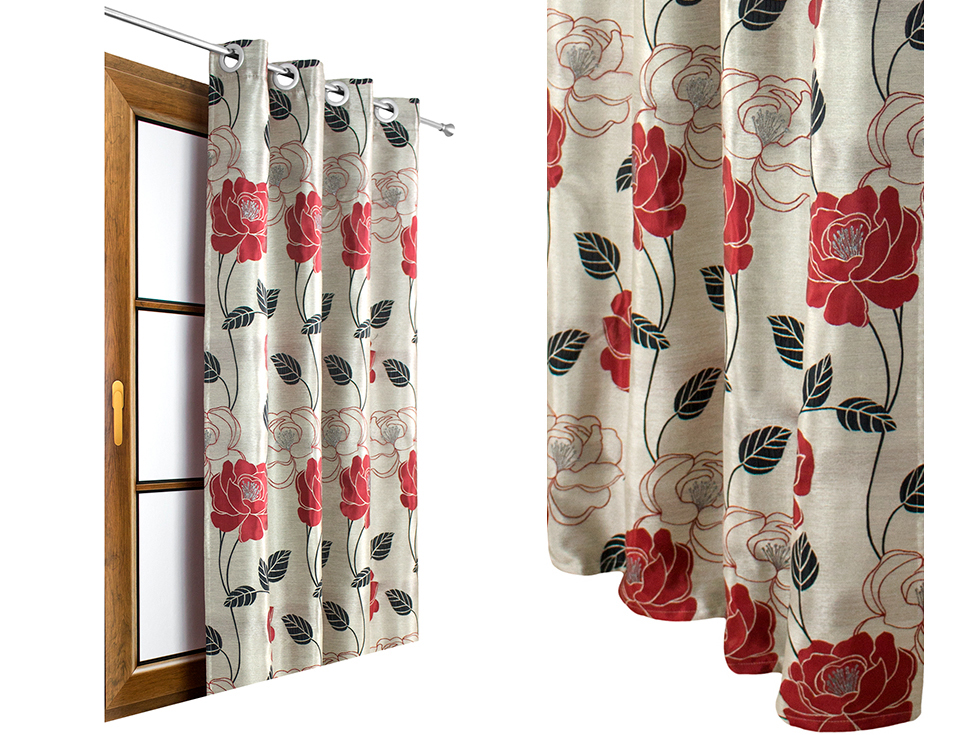 ZASŁONA ZASŁONY GOTOWE WZÓR W KWIATY 135x250 POLLA 6823922508