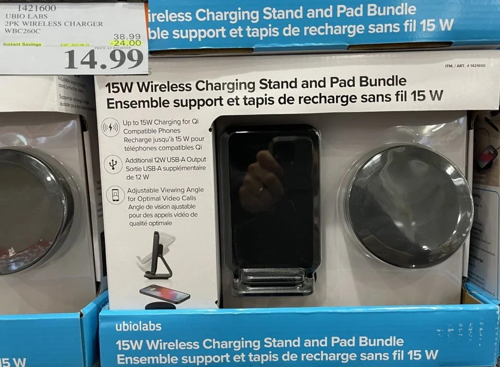 [Costco] Ubio Labs 15W wireless charging stand & pad combo 14.99 in