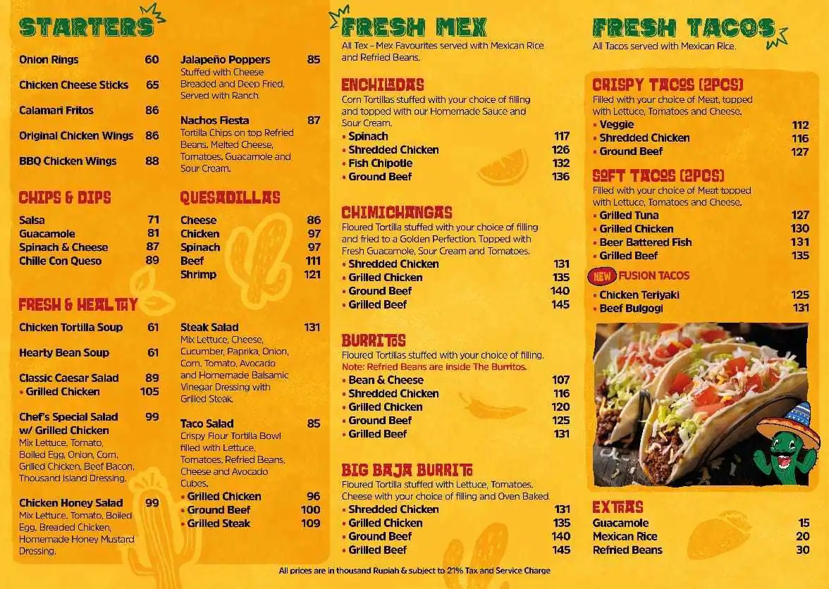 Amigos Bar & Cantina Menu, Menu for Amigos Bar & Cantina, Kuningan, Jakarta