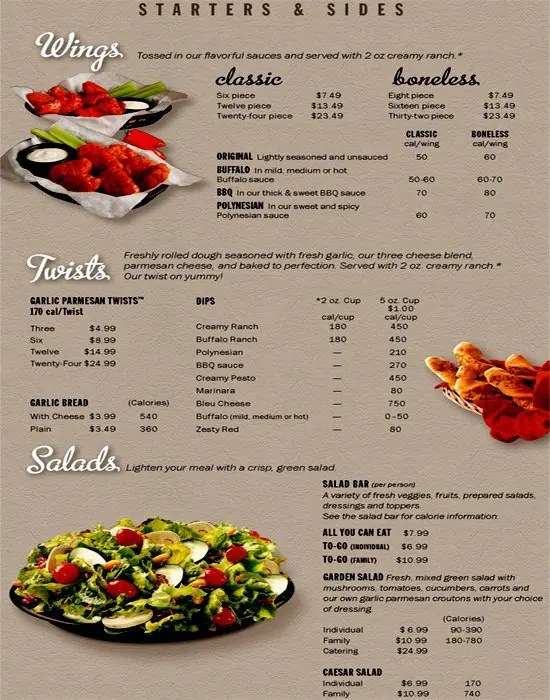 Round Table Pizza Lunch Menu