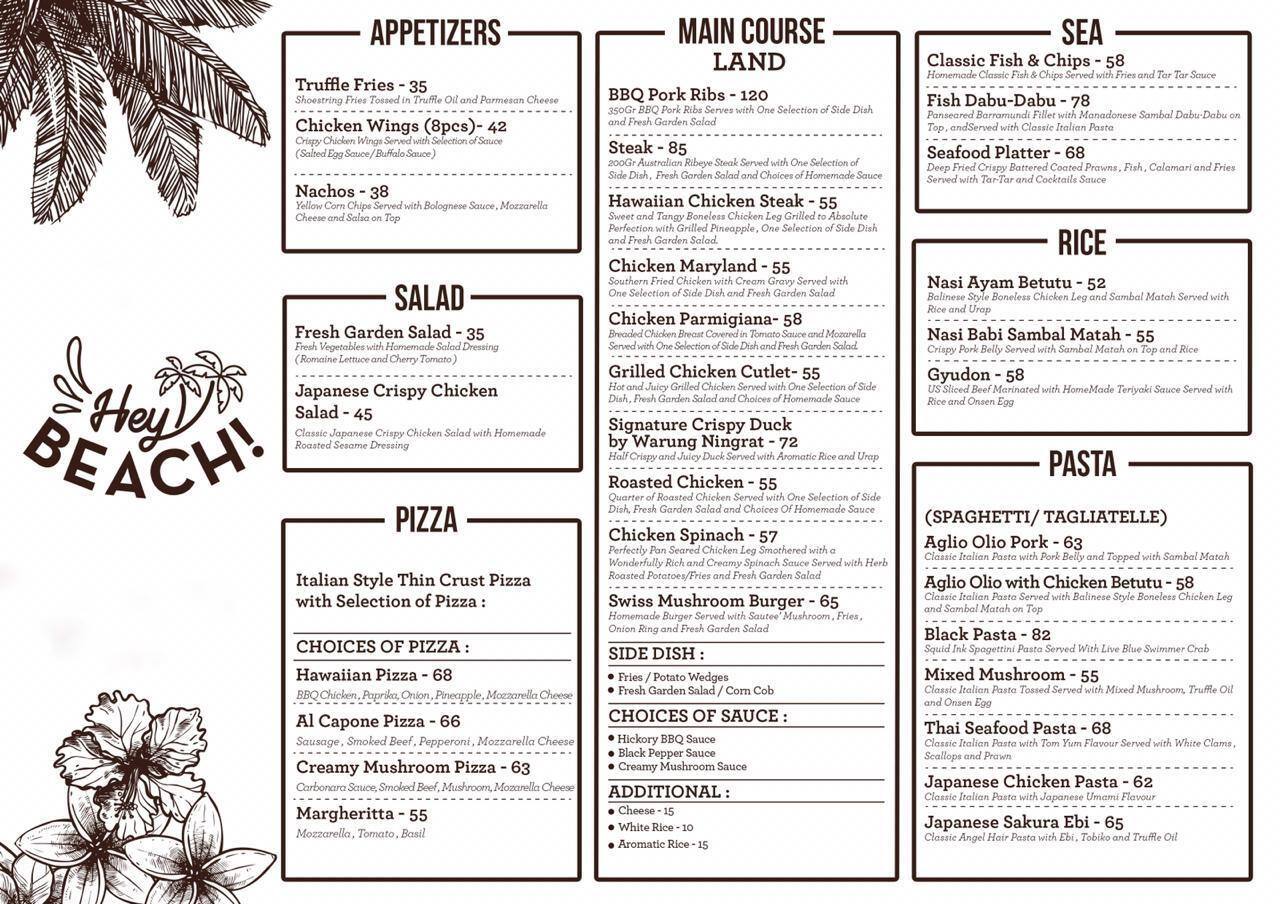 Heybeach Menu Menu Untuk Heybeach Pluit Jakarta