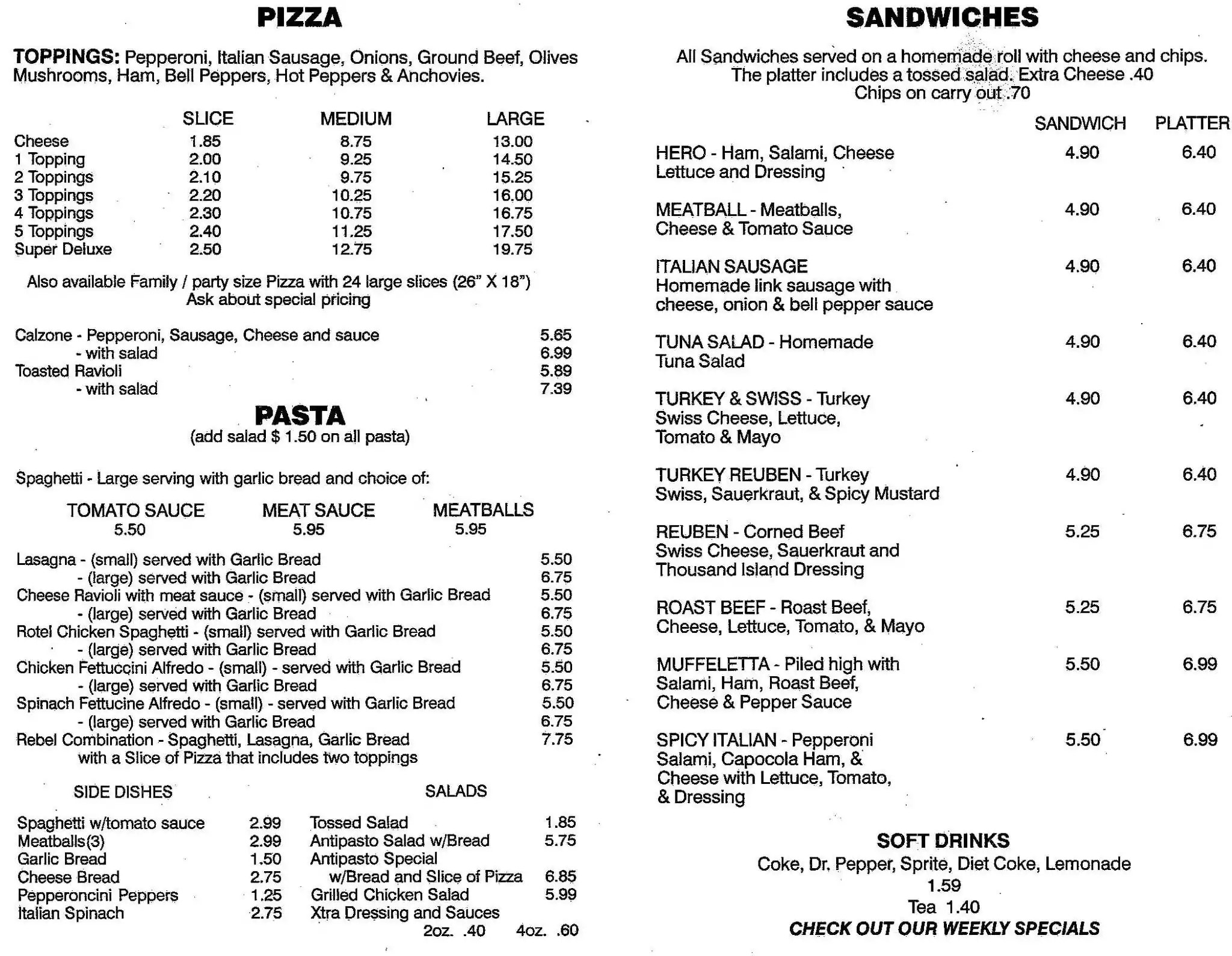 Italian Rebel Pizza Parlor Menu Urbanspoon/Zomato