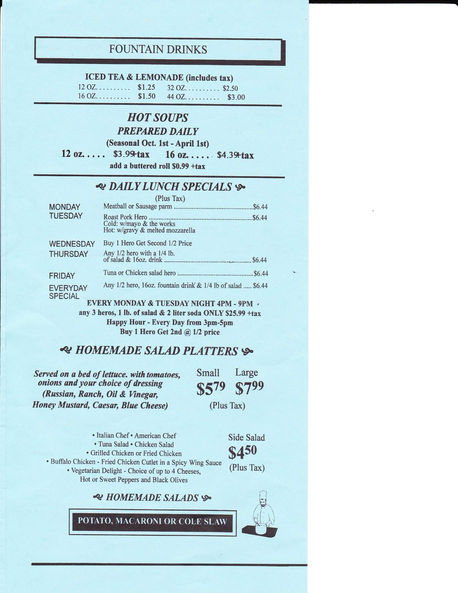 Menu at T J's Hero Shop restaurant, Mastic Beach