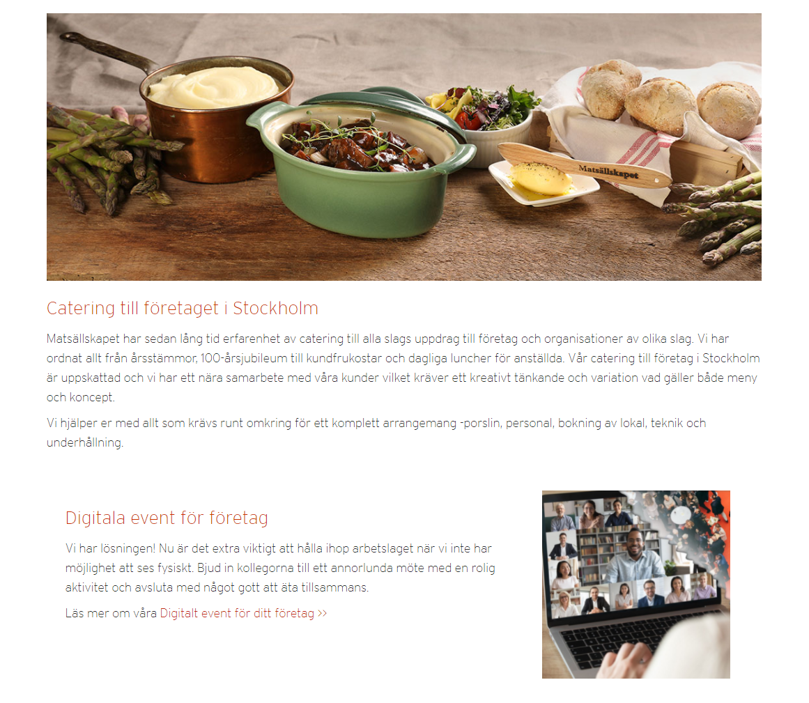 Catering och event till företaget Matsällskapet B2B