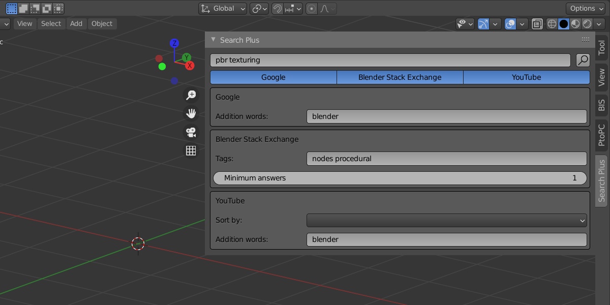 Blender addon Search Plus
