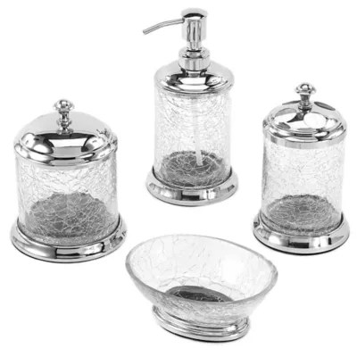 Silver Crackle Glass Bathroom Accessories Semis Online