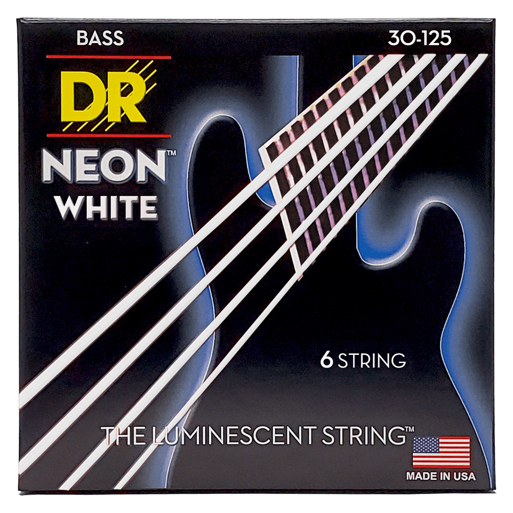 DR, HIDEF NEON* WHITE Colored Bass Strings 6String Medium 30125 B4Distribution GmbH