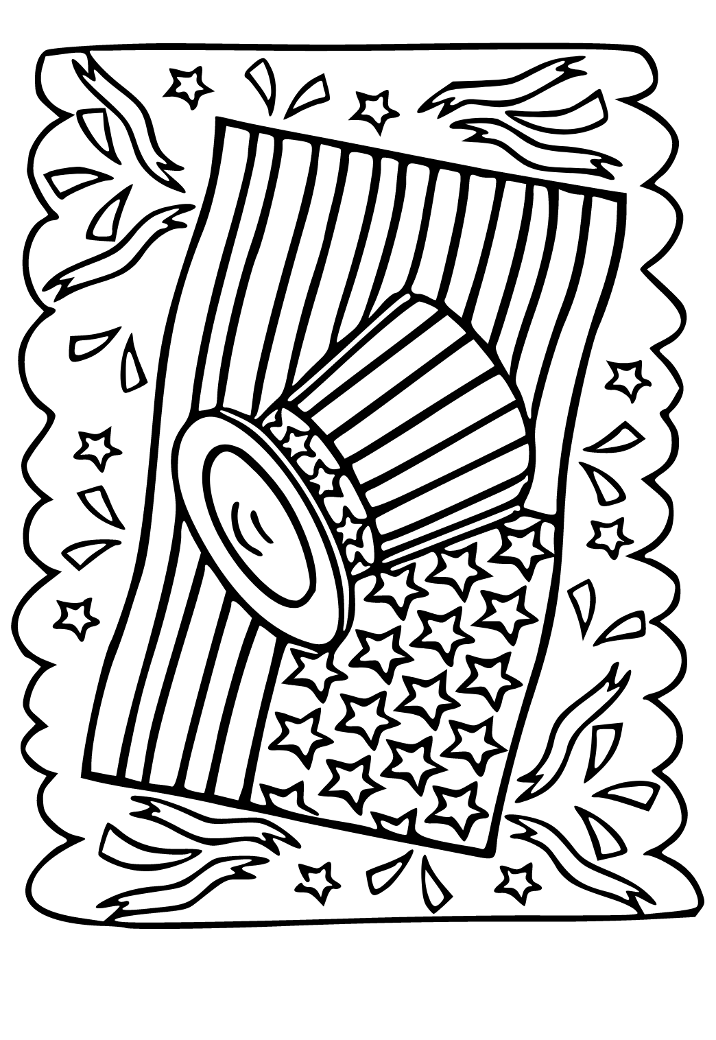 Free Printable 4th of July Flag Coloring Page, Sheet and Picture for
