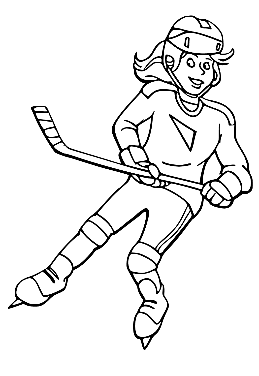 Dibujo e Imagen Hockey Chica para Colorear y Imprimir Gratis para
