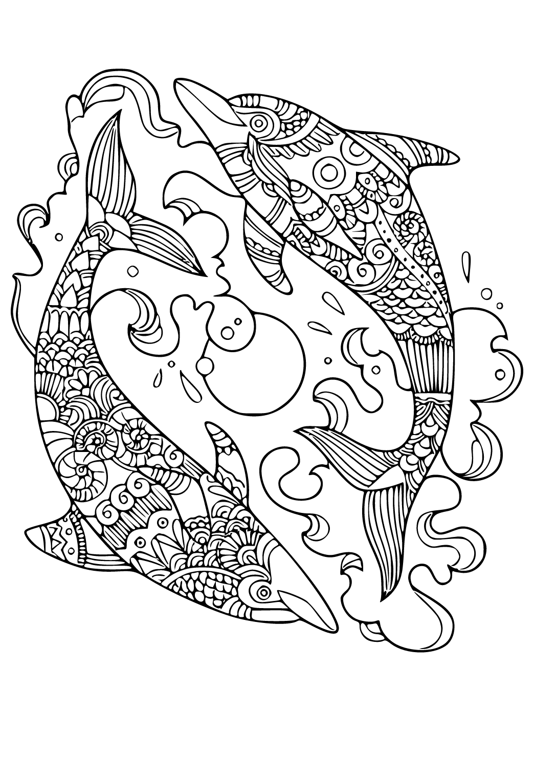 Hard Dolphin Coloring Pages