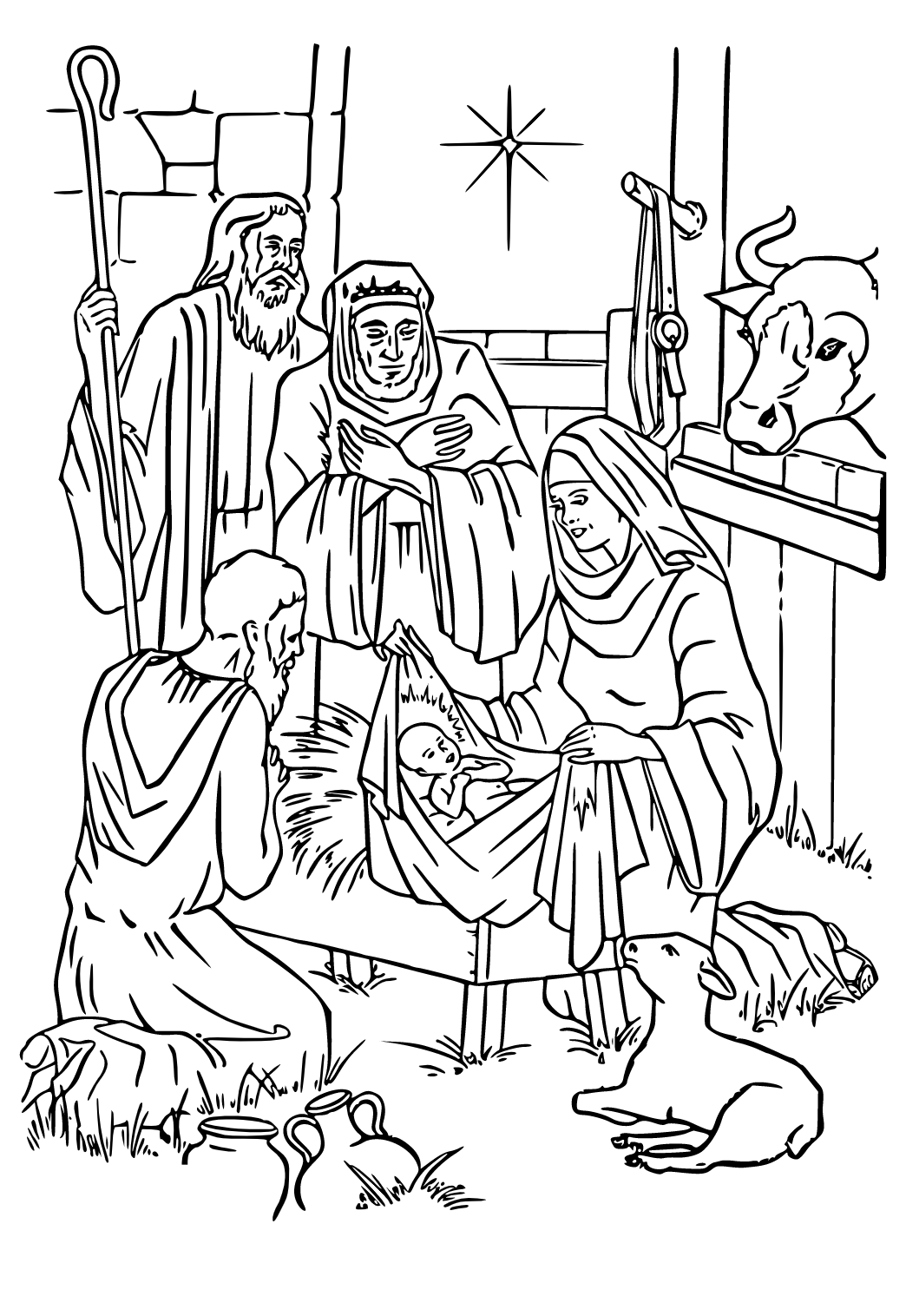 Geburt Fenster Ausmalbild und Malvorlage zum Ausdrucken Kostenlos für