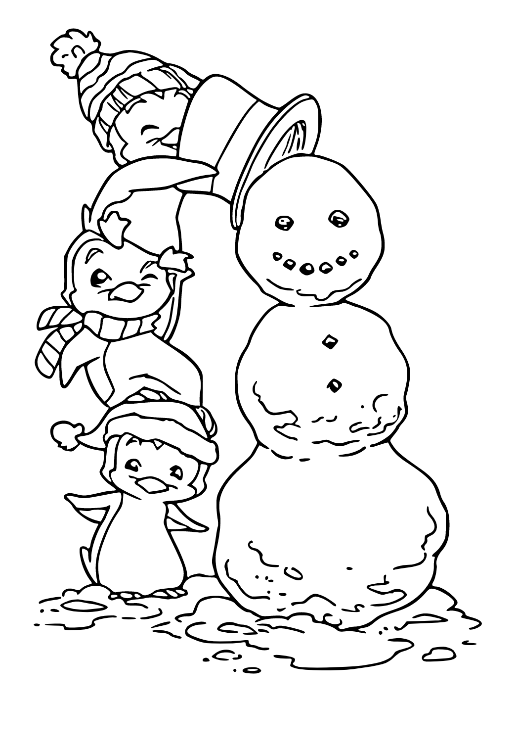 Penguin Snowman Coloring Pages