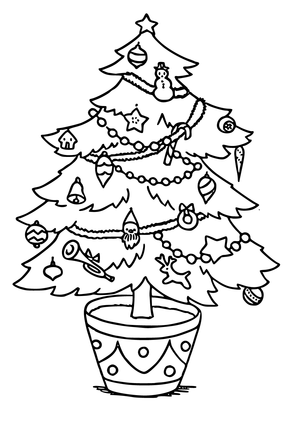 Gratis Målarbild Julgran Pott Att Skriva Ut för Vuxna och Barn (Tjejer
