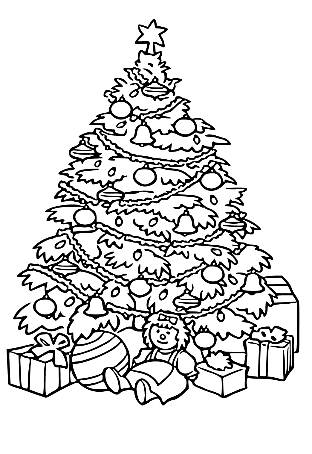 Free Printable Christmas Tree Doll Coloring Page, Sheet and Picture for