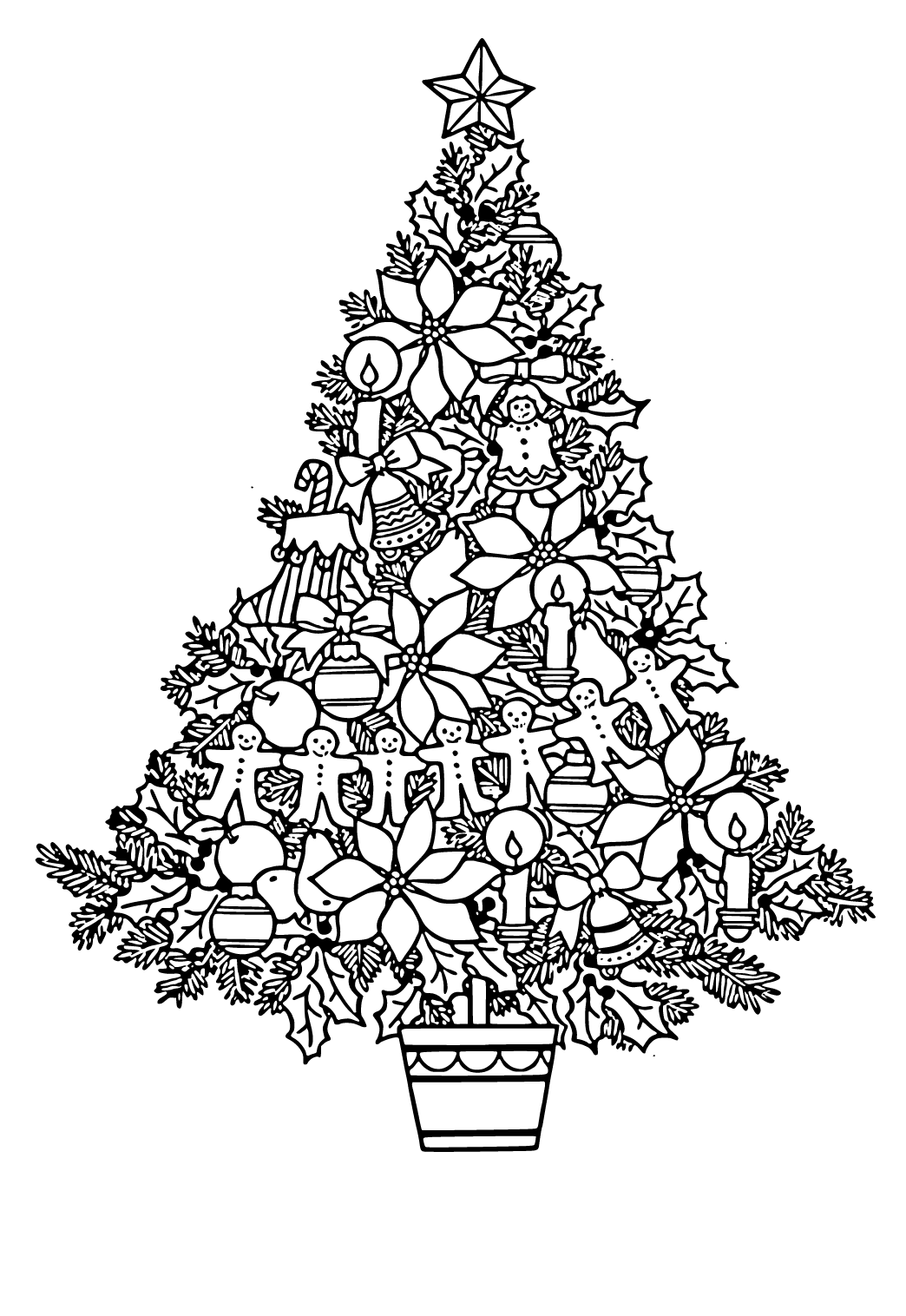 Tranh Tô Màu Cây Thông Noel Những Bông Hoa Có Thể In Miễn Phí, Trang