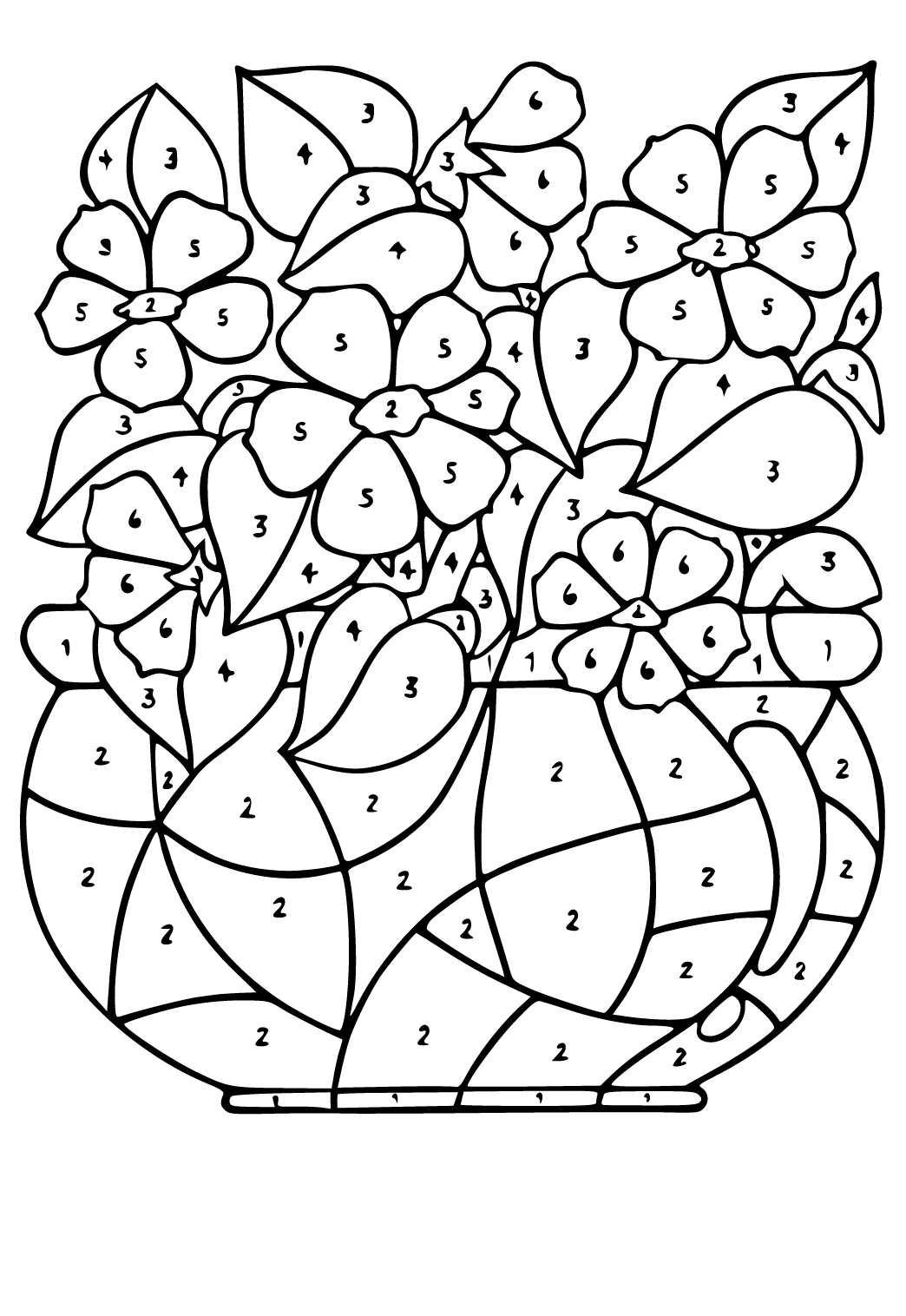Color By Number Flower Coloring Pages