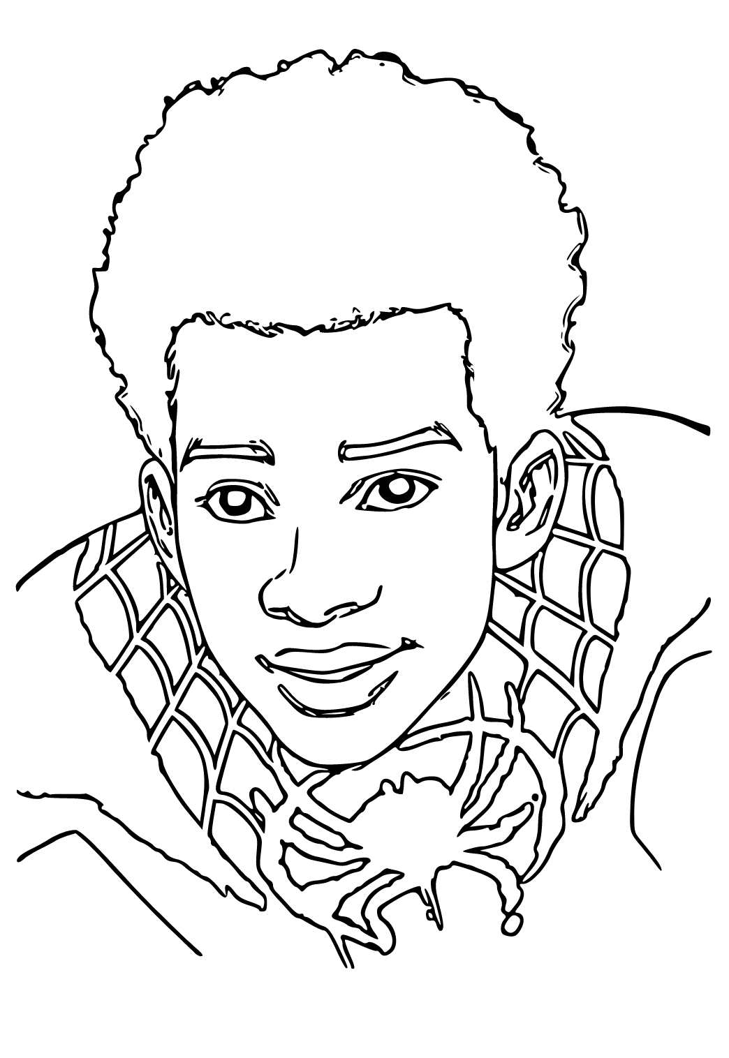 Darmowa Kolorowanka Miles Morales Twarz do Druku dla Dorosłych i Dzieci