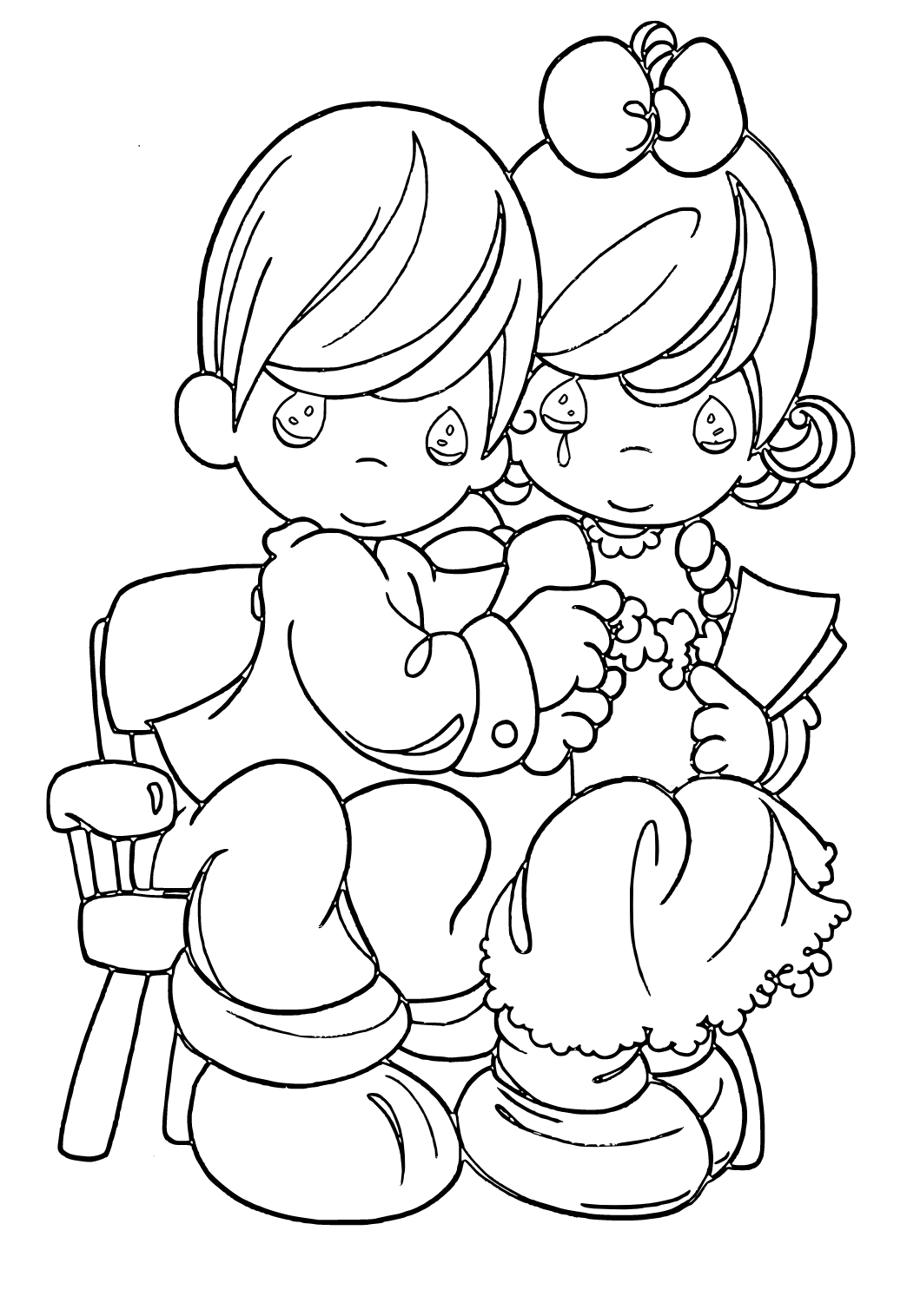 Free Printable Precious Moments Friends Coloring Page, Sheet and