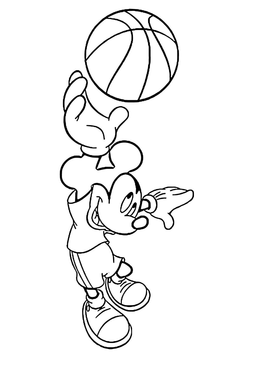 Free Printable Basketball Mickey Mouse Coloring Page, Sheet and Picture