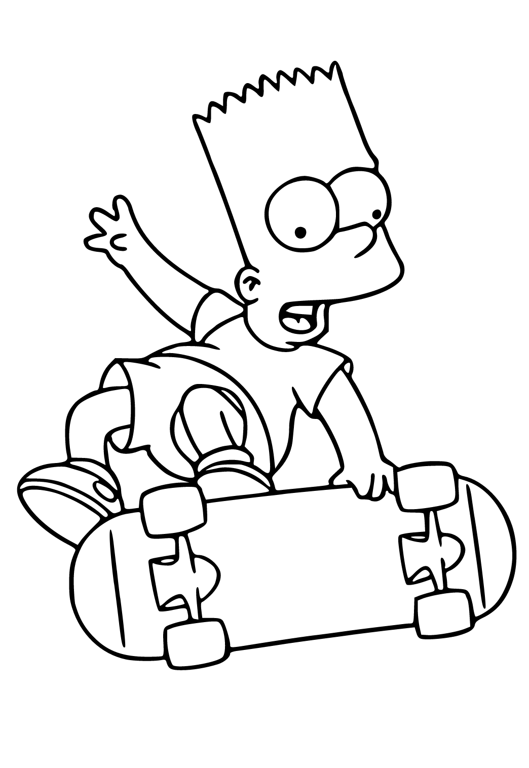 Darmowa Kolorowanka Bart Simpson Łyżwa do Druku dla Dorosłych i Dzieci