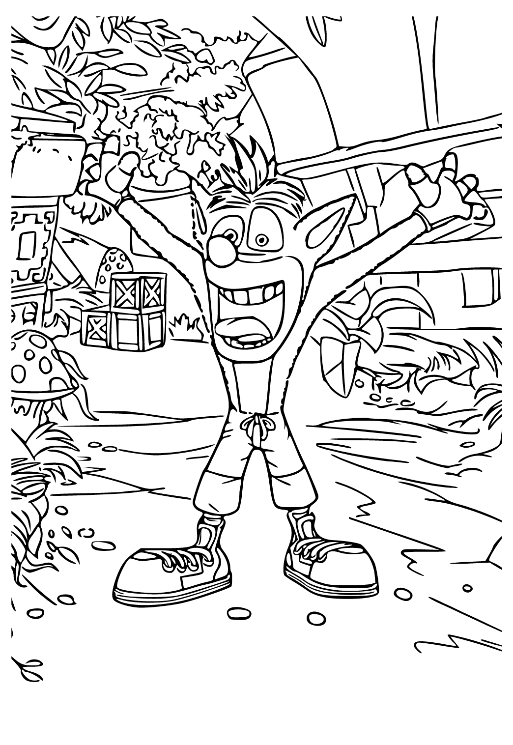 Tranh Tô Màu Crash Bandicoot Rừng Có Thể In Miễn Phí, Trang Tính và