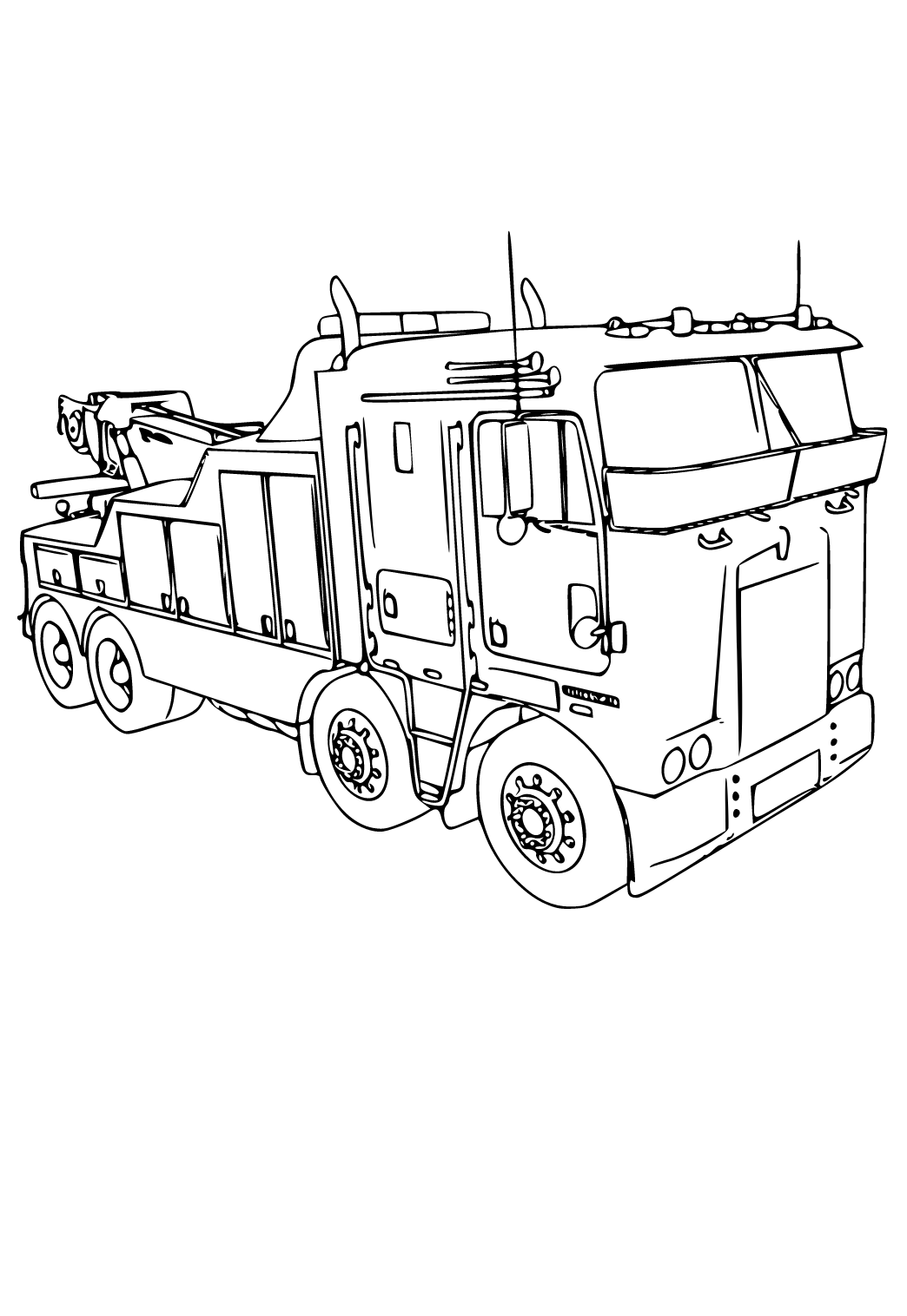 Desen Semi Camion Dificil de Colorat Imprimabilă Gratuită, Foaie