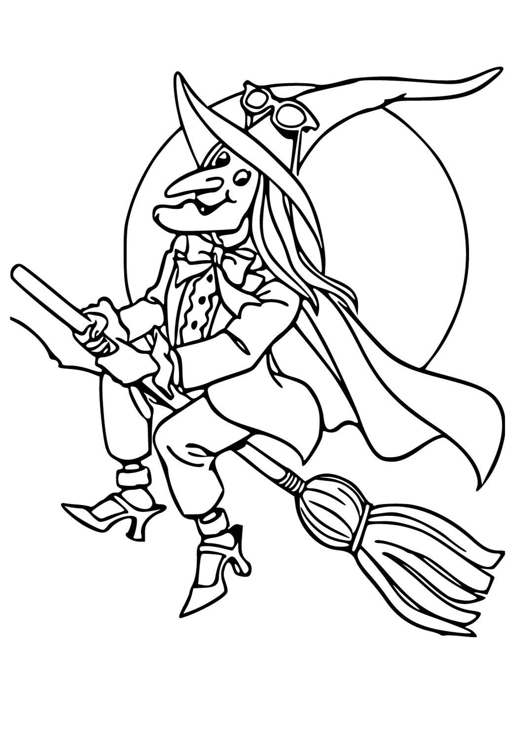 Free Printable Witch Moon Coloring Page, Sheet and Picture for Adults and Kids (Girls and Boys