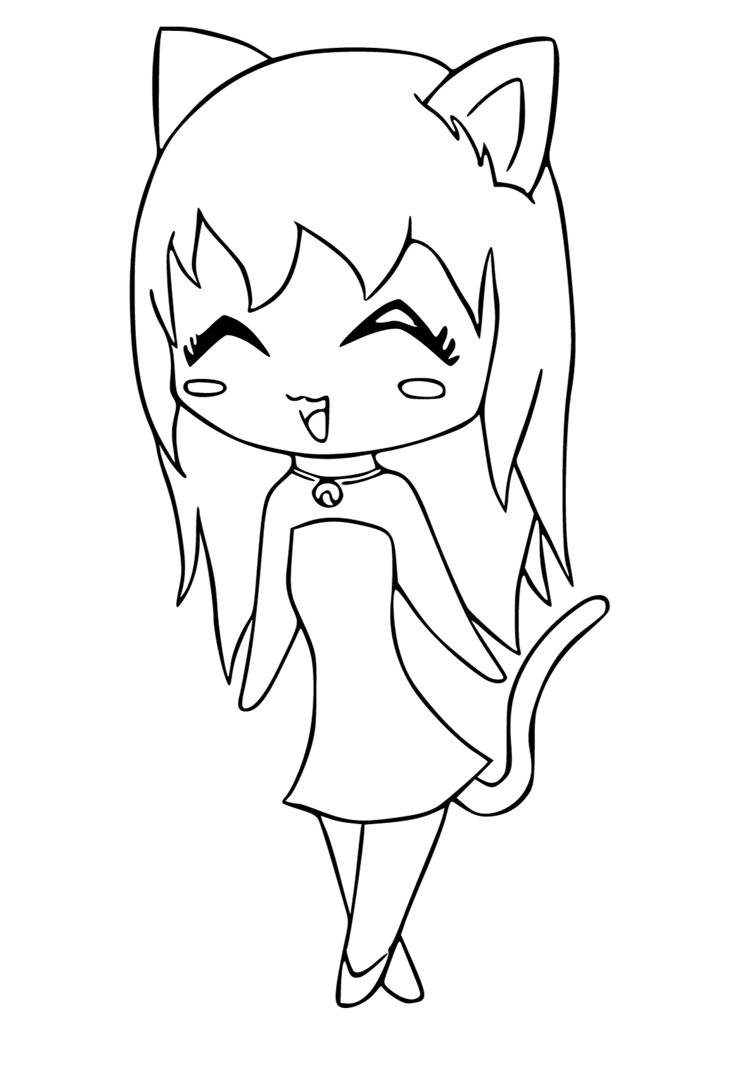 Free Printable Cute Kawaii Tail Coloring Page, Sheet and Picture for