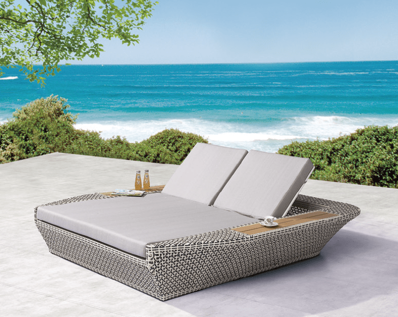 Evian Modern Outdoor Double Chaise Lounge
