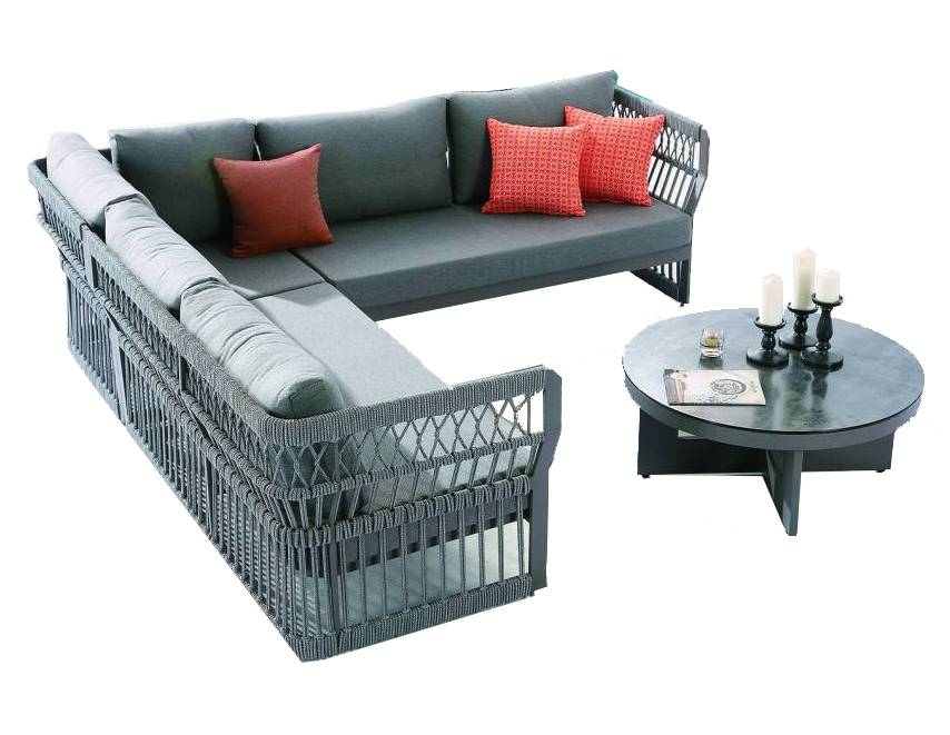 Seattle Sectional Set Modern Outdoor Sofa With Aluminum Frame And Rope