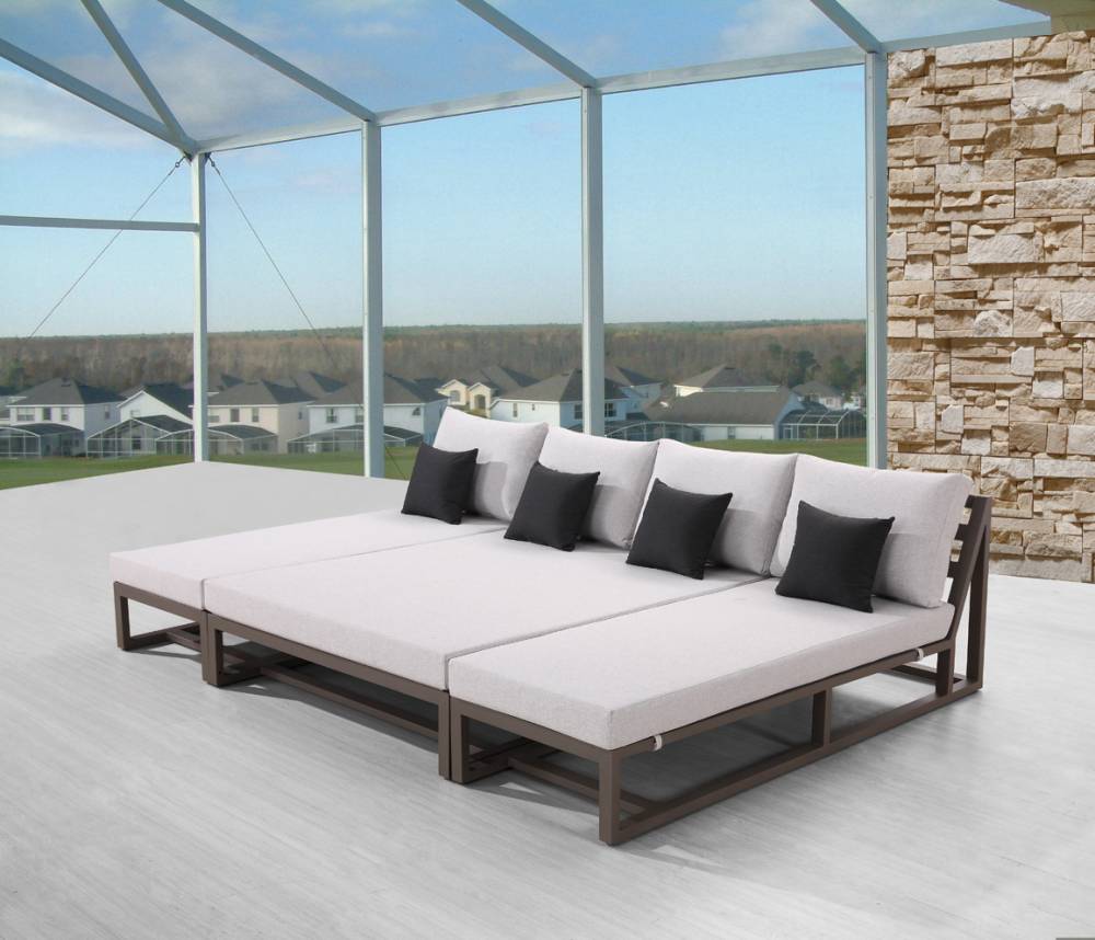 Tribeca Modern Outdoor Modular Chaise Lounge Sectional for 4