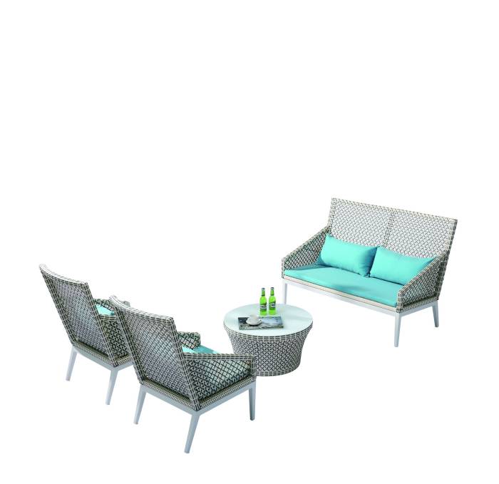 Provence Modern Outdoor Tall Loveseat Sofa Set for 4 with 2 Highback chairs
