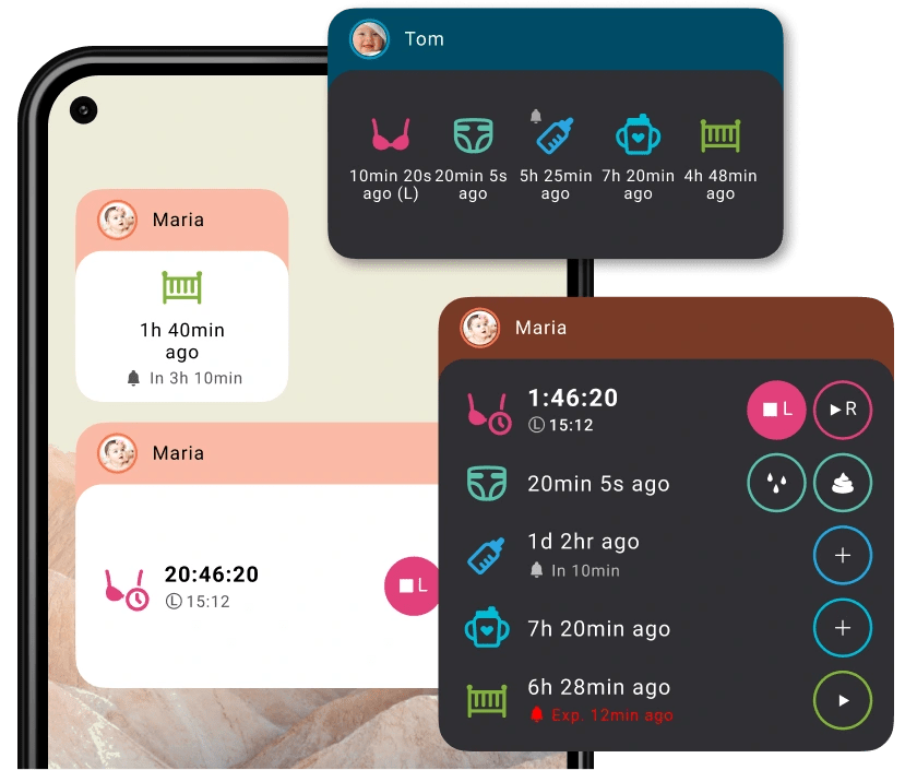 Android Widgets & Watch app Baby Daybook app