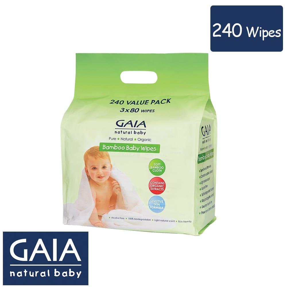 Buy Gaia Natural Baby Wipes 240 Pack Online BabyNest