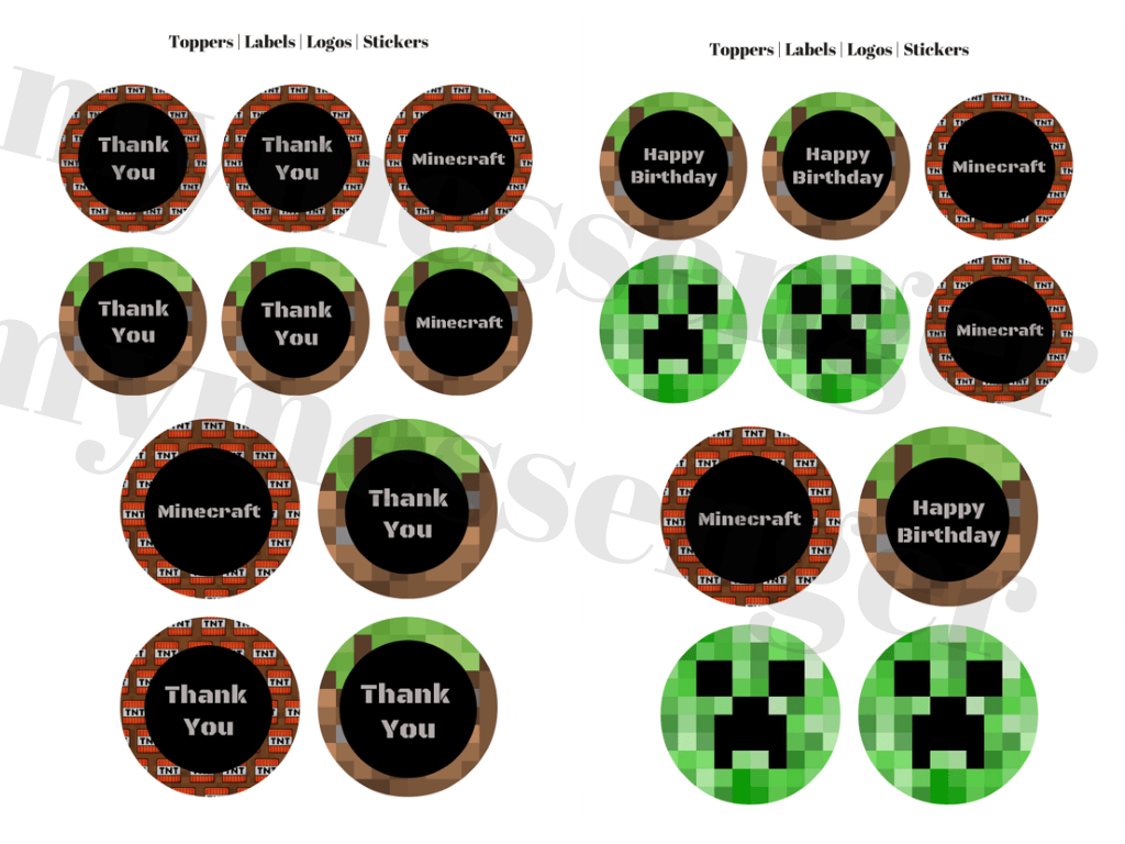 FREE Template Minecraft Banner & Toppers Baby Shower Ideas 4U