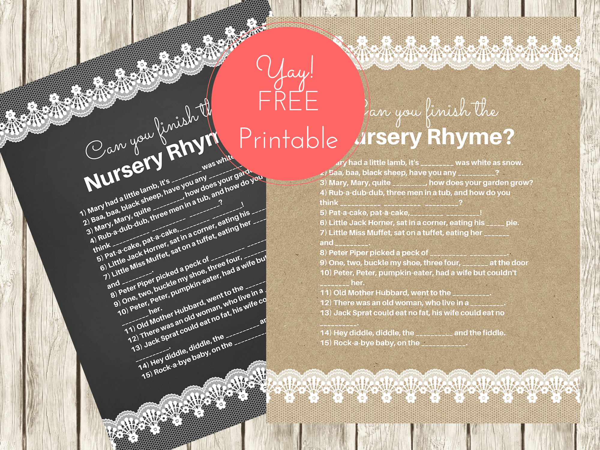 FREE Nursery Rhyme Baby Shower Games Baby Shower Ideas 4U