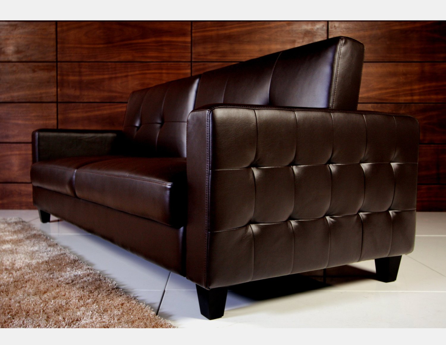 Tufted Faux Leather Sofa Bed, Brown Bachelor On A Budget