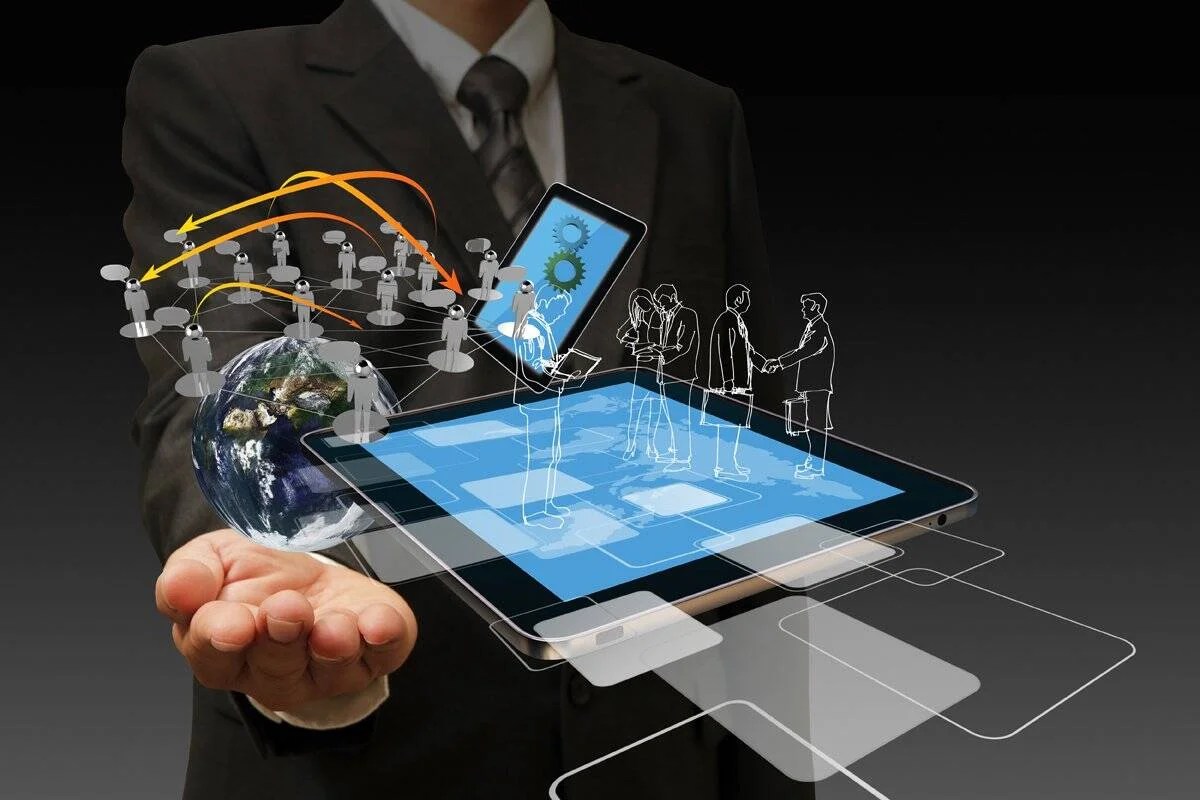 Technology in the hand of businessmen Backbone America