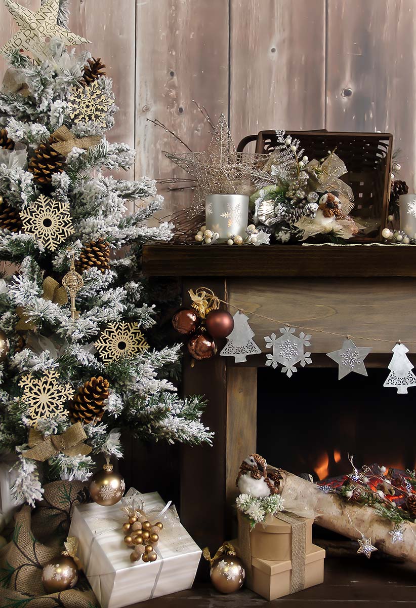 Rustic Fireplace White 2 Backdrops Canada