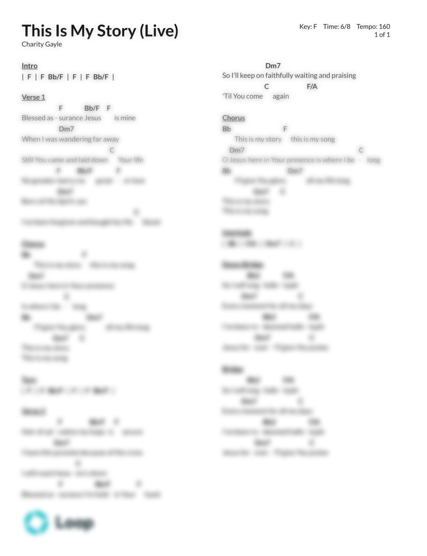 This Is My Story (Live) - Chord Chart PDF Download | Loop Community