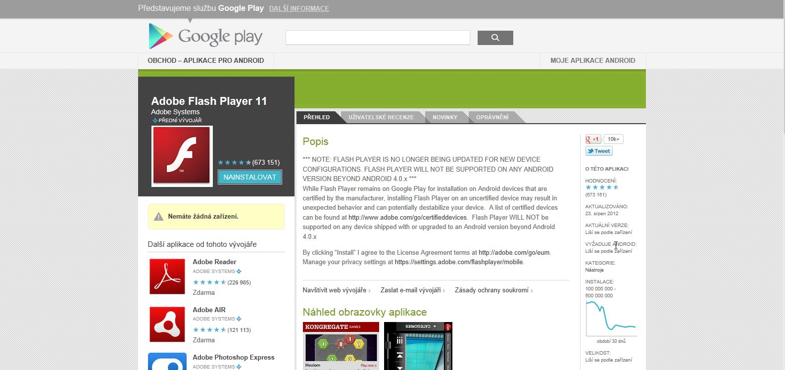 Adobe Flash Player Se Vraci Zpet Do Google Play Ale Jen V Britanii