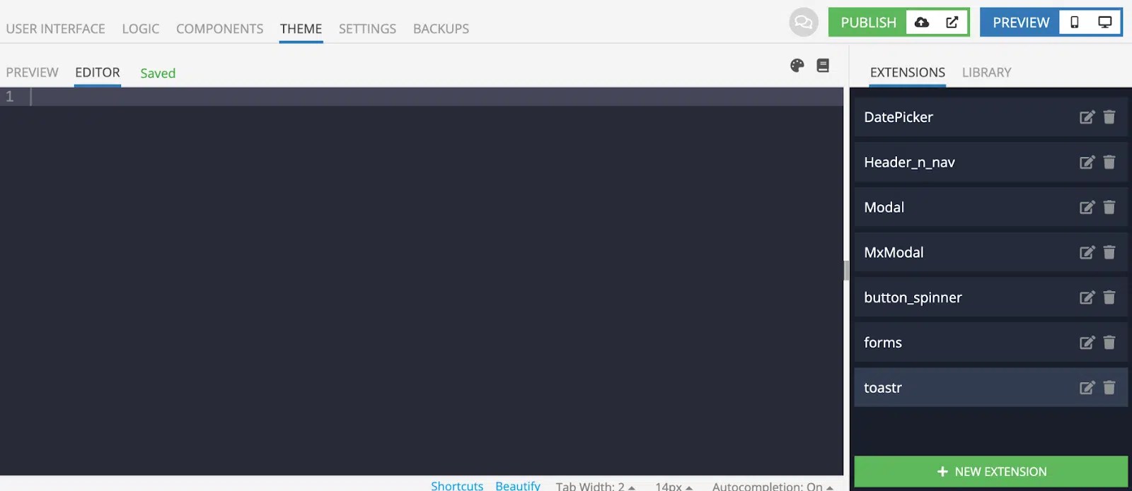 UI Builder Recipe Snackbar / Toast Backendless