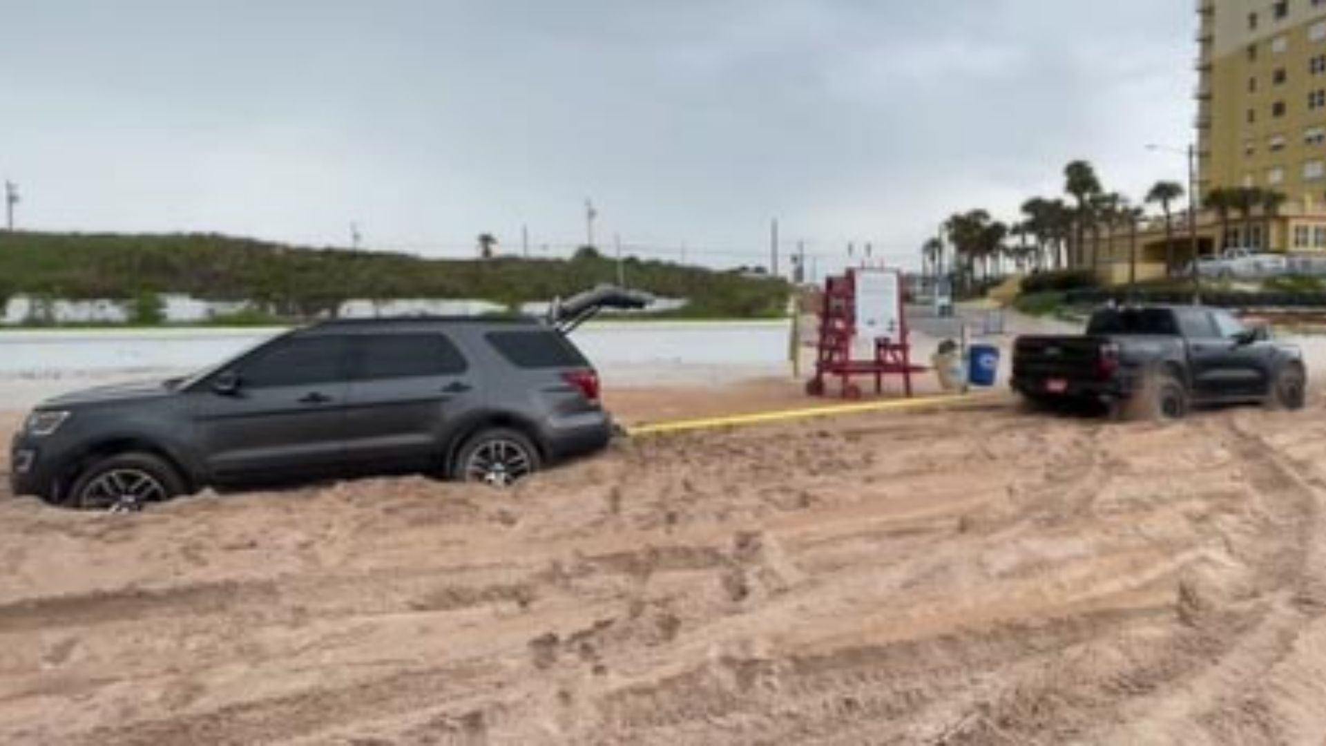 Ford Ranger Raptor Beach Rescue Attempt Leaves Two Vehicles Stuck in