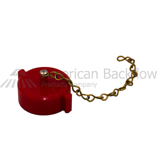 2 1/2" NST Red Plastic Hose Valve Cap & Chain American Backflow