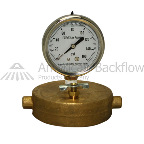 2 1/2" Brass Cap Gauge with Petcock & 0160 PSI Gauge American Backflow