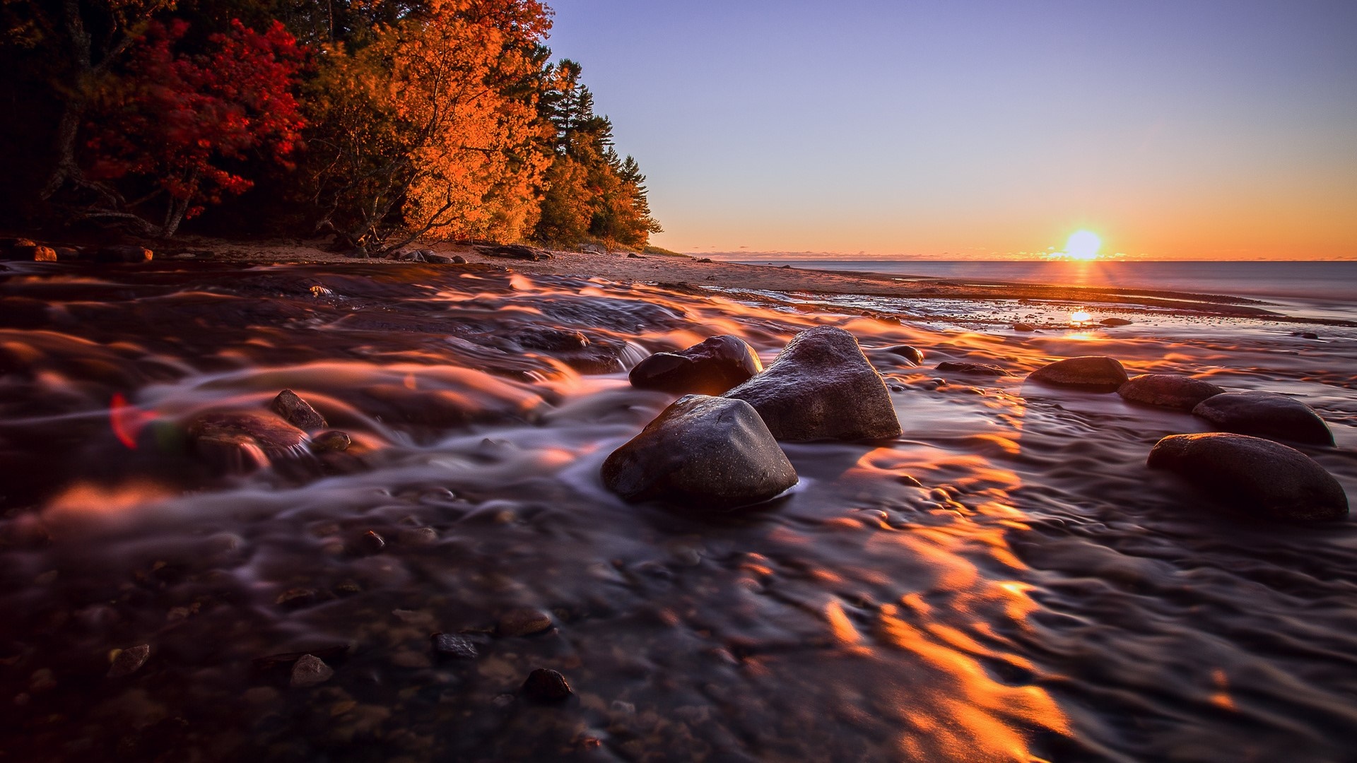 Sunset Serenity Over Lake Superior Shores backiee