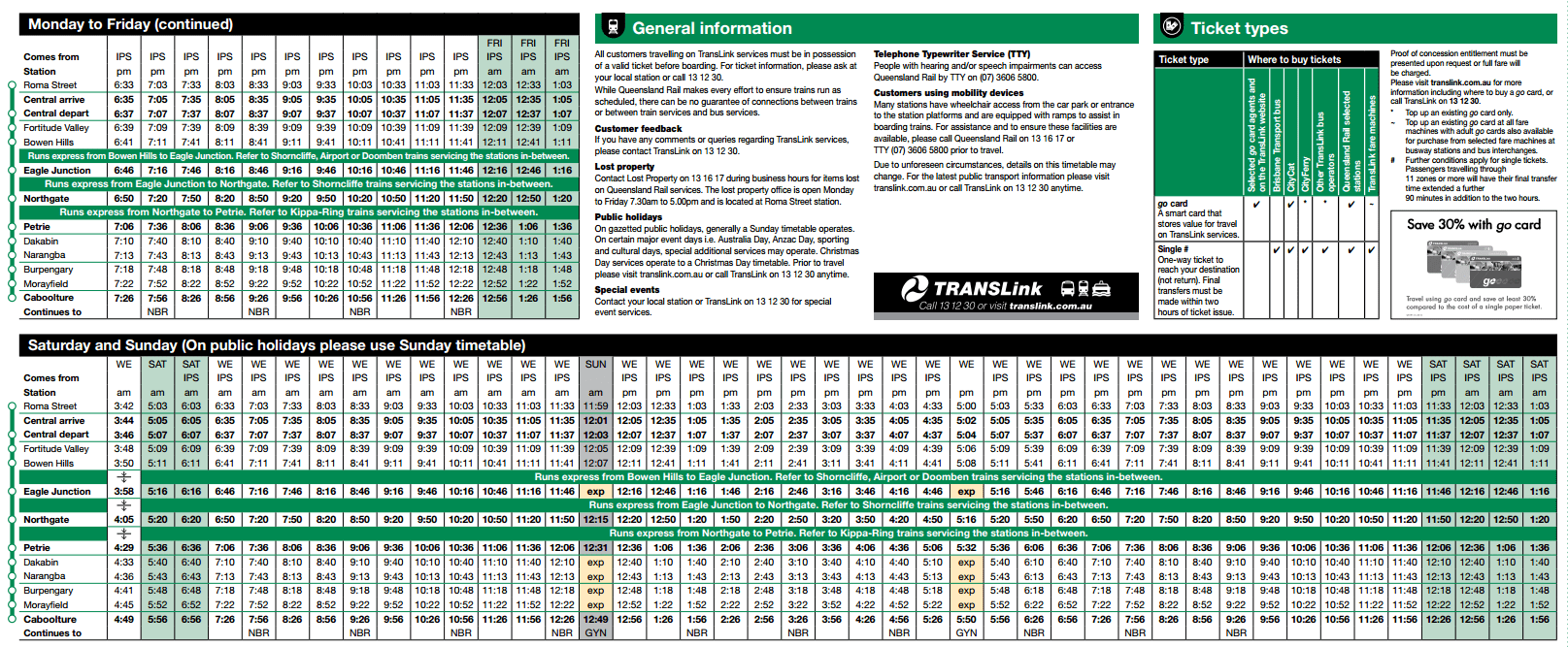 CABOOLTURE TRAIN TIMETABLE PDF