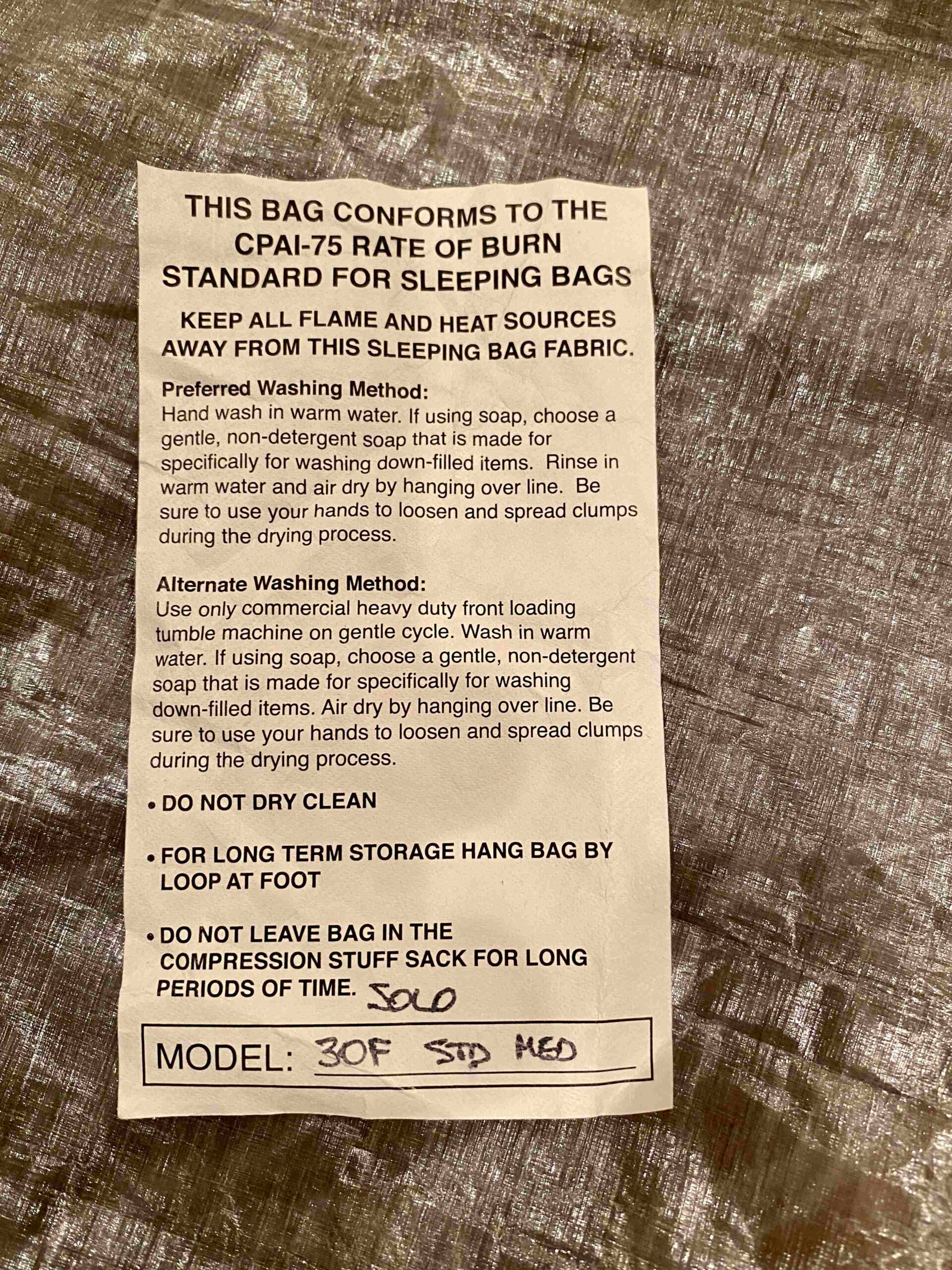 SOLD Zpacks 30F Solo Quilt Medium/Standard 2022 Model Azure