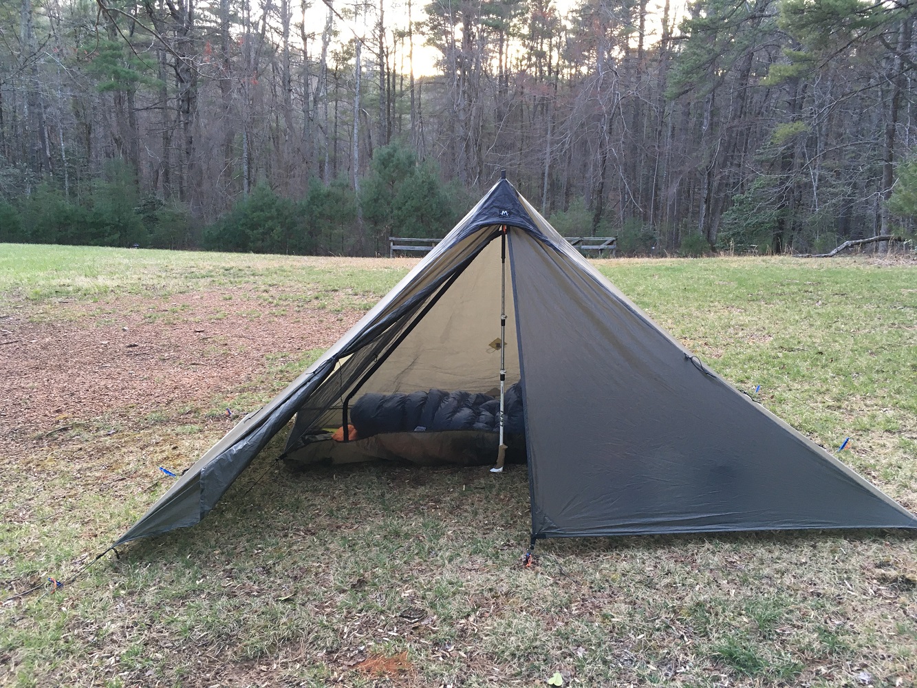 Mountain Laurel Designs Silnylon Duomid and trekking pole jack Backpacking Light